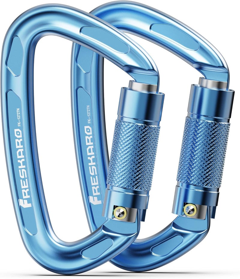 FresKaro 4inches 25kN-5621lbs Climbing Carabiners, UIAA CE Certified, Twist Auto Locking, Made of 7075 Aluminium, Lightweight, Rust Proof, for Mountaineering, Rappelling etc., Multi-Colors - Image 1